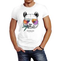 Neverless Print-Shirt Neverless® Herren T-Shirt Panda Bär Aufdruck Tiermotiv mit Sonnenbrille Fashion Streetstyle mit Print von Neverless