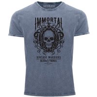 Neverless Print-Shirt Neverless® Herren T-Shirt Vintage Shirt Printshirt Immortal Skull Vintage Warriors Totenkopf Aufdruck Used Look Slim Fit mit Print von Neverless