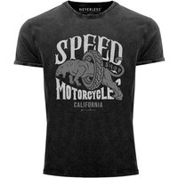 Neverless Print-Shirt Neverless® Herren T-Shirt Vintage Shirt Printshirt Motorrad Motorcycle Speed Shop Aufdruck Used Look Slim Fit mit Print von Neverless