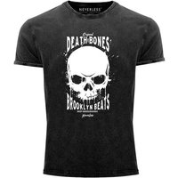 Neverless Print-Shirt Neverless® Herren T-Shirt Vintage Shirt Printshirt Skull Death and Bones Aufdruck Used Look Slim Fit mit Print von Neverless