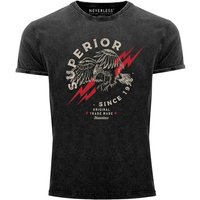 Neverless Print-Shirt Neverless® Herren T-Shirt Vintage Shirt Printshirt Superior Eagle Since 1976 Aufdruck Adler Print Used Look Slim Fit mit Print von Neverless