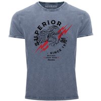 Neverless Print-Shirt Neverless® Herren T-Shirt Vintage Shirt Printshirt Superior Eagle Since 1976 Aufdruck Adler Print Used Look Slim Fit mit Print von Neverless