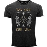 Neverless Print-Shirt Neverless® Herren T-Shirt Vintage Shirt Printshirt Tiger Motiv Totenkopf India Spirit Schriftzug Indien Fashion Streetstyle Aufdruck Used Look Slim Fit mit Print von Neverless