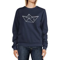 Neverless Sweatshirt Sweatshirt Damen Aufdruck maritim Papier-Schiffchen Origami Polygon Anker Seemann Schiff Rundhals-Pullover Pulli Sweater Neverless® von Neverless