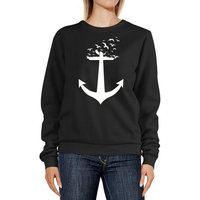 Neverless Sweatshirt Sweatshirt Damen Print Aufdruck Trend Anker Vögel Rundhals-Pullover Pulli Sweater Neverless® von Neverless