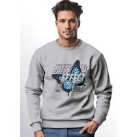 Neverless Sweatshirt Sweatshirt Herren Bedruckt Schmetterling Butterfly Effekt Techwear Gra von Neverless