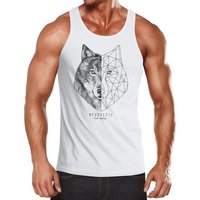 Neverless Tanktop Herren Tank-Top Wolf Polygon Kunst Grafik Tiermotiv Printshirt Muskelshirt Muscle Shirt Neverless® mit Print von Neverless