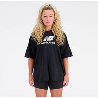 NEW BALANCE Damen Kapuzensweat Essentials Stacked Logo Cotton Oversized T-Shirt von New Balance