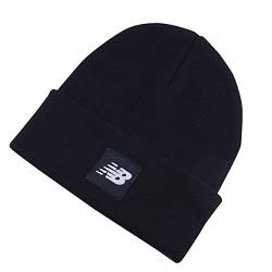 New Balanc Adult Knit Cuffed Beanie with Flying NB Woven Patch Logo, Black von New Balance