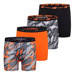 New Balance Boy's Underwear, Performance Boxer Briefs 4-Pack, Lava/Avalanche Grey/Black/Avalanche Lava, Medium von New Balance