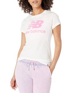 New Balance Damen Kurzarm Essentials Stacked, Weiß T-Shirt mit kurzen Ärmeln, XS von New Balance