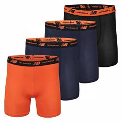 New Balance Herren-Boxershorts, Netzstoff, 12,7 cm, ohne Eingriff, 4 Stück, Team Navy/Light Navy Print/Team Orange/Schwarz, X-Large von New Balance