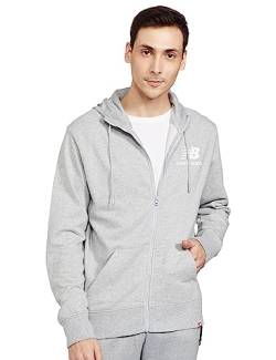 New Balance Herren NB Essentials Stacked Full Zip Hoodie Sweatshirt, Grau, Small von New Balance