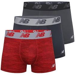 New Balance Men's 3" Boxer Brief No Fly, with Pouch, 3-Pack, Black/Space Dye Red/Thunder, X-Large von New Balance