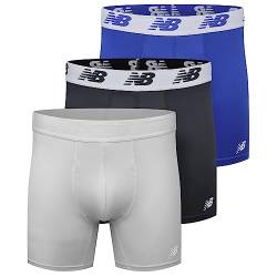New Balance Men's 3"" Boxer Brief No Fly, with Pouch, 3-Pack,Black/Team Royal/Concrete, X-Large (40""-42"") von New Balance