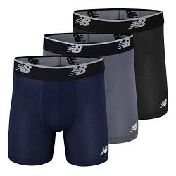 New Balance Men's Mesh 5" No Fly Boxer Brief, Athletic Compression Underwear (3-Pack), Lead/Pigment/Black, 3X-Large von New Balance