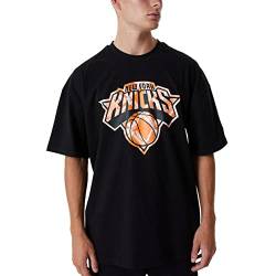 New Era Herren NBA Infill Logo OS Tee Neykni Blkrsh Kurzarm-T-Shirt, schwarz, S von New Era
