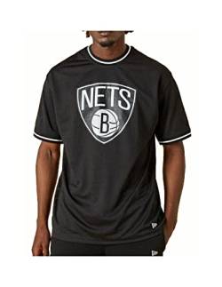 New Era NBA Brooklyn Nets Mesh Team Logo T-Shirt Herren schwarz/weiß, M von New Era