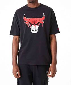 New Era - NBA Chicago Bulls Drip Logo Oversized T-Shirt Farbe Schwarz, Größe M von New Era