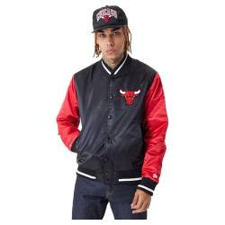 New Era - NBA Chicago Bulls Satin Bomber Jacke Farbe Schwarz, Größe L von New Era