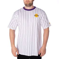 New Era Shirt - Basketball Shirts - Football Tshirt - Fanshirt - Trikot - Pinstripe Oversized Tee - NBA - NFL - Bulls - Lakers - Raiders (Los Angeles Lakers Weiß, XXL) von New Era