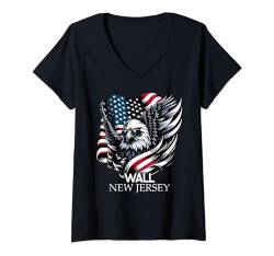 Damen Wall New Jersey 4th Of July USA American Flag T-Shirt mit V-Ausschnitt von New Jerseyan Merch Tees And Stuff