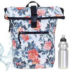 New Rebels Rucksack Plane TIM Bag Kurierrucksack Roll-up Fahrradrucksack Sport Fitness + Flasche bagboom (511318 05 Flora White) von New Rebels