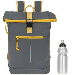 New Rebels Rucksack Plane TIM Bag Kurierrucksack Roll-up Fahrradrucksack Sport Fitness + Flasche bagboom (Oliv 38 + Flasche) von New Rebels