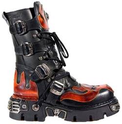 M107-S1 Rot Schadelkopf Schwarz Boots Biker Rock Stiefel von New Rock