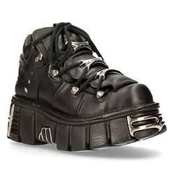 New Rock 106 S1 Unisex Gothic Punk Schwarz Metallic Plateau Mode Stiefeletten 43 von New Rock