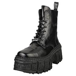 New Rock Damenstiefel mit Tank-Sohle, Lackleder, Schwarz, M.WALL126-S2, Schwarz , 39 EU von New Rock