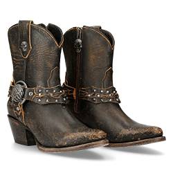 New Rock Jeansstiefel für Damen, Western Cowboy Vintage Braun Braun Woman Boots Texas M.WSTM005-S2, braun, 39 EU von New Rock
