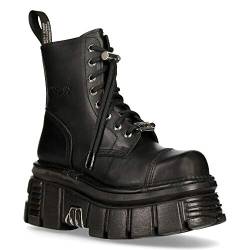 New Rock M-NEWMILI083-S21 Unisex Metallisch Kampfstiefel Schwarzes Leder Militär Biker Gote Punk Schuhe 42 von New Rock