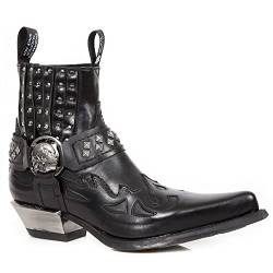 New Rock M.7950-S9 Stiefel Schwarz Knöchelboots Western Metal Nieten von New Rock