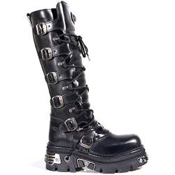 New Rock Shoes - Black Leather Laced Up High Boots UK 85 / Black von New Rock