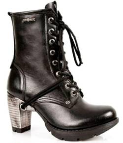New Rock TR001-S1 Damenstiefel Schwarz Echtleder Goth Punk Design Boots von New Rock