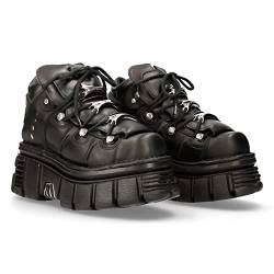 New Rock Tower Leder Stiefelette mit Plattform M.106-C45, Schwarz , 41 EU von New Rock