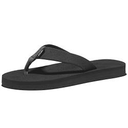 NewDenBer Flip Flops Damen Zehentrenner Sommer Beach Pool Sandalen (38 EU, Schwarz Black) von NewDenBer