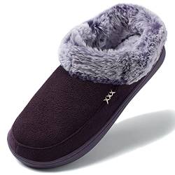 NewDenBer Hausschuhe Damen Memory Foam Warme Bequeme Flauschige Plüsch Faux Pelz Gefüttert Winter Pantoffeln (39/40 EU, Violett) von NewDenBer