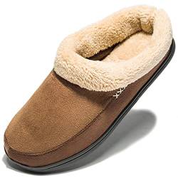 NewDenBer Plüsch Hausschuhe Herren Memory Foam Winter Bequeme Weiche Gefüttert Warme Pantoffeln (45/46 EU, Dunkelbraun) von NewDenBer