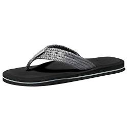 NewDenBer Plush Unisex-Erwachsene Flip Flops Surfen Zehentrenner Beach Pool Sandalen (39 EU, Grau Schwarz) von NewDenBer