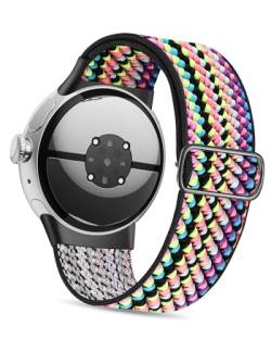 Kompatibel mit Google Pixel Watch 2 Armband/Pixel Watch Armband, verstellbares elastisches geflochtenes Nylon-Armband Sport Loop Riemen für Frauen Männer (Böhmen) von NewJourney