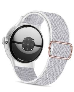 NewJourney Stretch Nylon Armband kompatibel mit Google Pixel Watch 2/1, verstellbar Sport atmungsaktiv weiches Armband für Männer Frauen (Seemuschel) von NewJourney