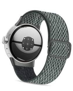NewJourney Stretch Nylon Armband kompatibel mit Google Pixel Watch 2/1, verstellbar Sport atmungsaktiv weiches Armband für Männer Frauen (Wolkengrau) von NewJourney