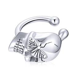 925 Sterling Silber Ohrring Totenkopf Schmetterling Clip Ohrschmuck Silber Frauen Ohrring von NewL