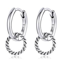 NewL 925 Sterling Silber Creolen Ohrringe Schnallen Runde Kreis Ohrringe für Frauen Silber Schmuck, Keramik von NewL