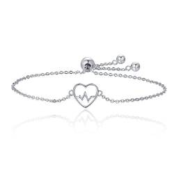 NewL Damen-Armband aus 100 % 925er-Sterlingsilber, mit Herzanhänger, luxuriöser authentischer Silberschmuck von NewL