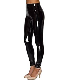 NewL Frauen Glänzende Metallic Sport Leggings Helle Bleistift Hose Fitness Mode Jeggings Candy Farbe Hosen, Schwarz, M von NewL