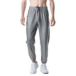 NewL Herren-Jogginghose, glänzend, silberfarben, metallisch, Hip-Hop-Hose, Nachtclub, Party, Festival, Abschlussball, Streetwear, silber, 27-32 von NewL