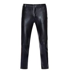 NewL Herren Night Club Skinny Shiny Gold Coated Metallic Pants Stage Perform Singer Disco Hose, Schwarz, XL von NewL